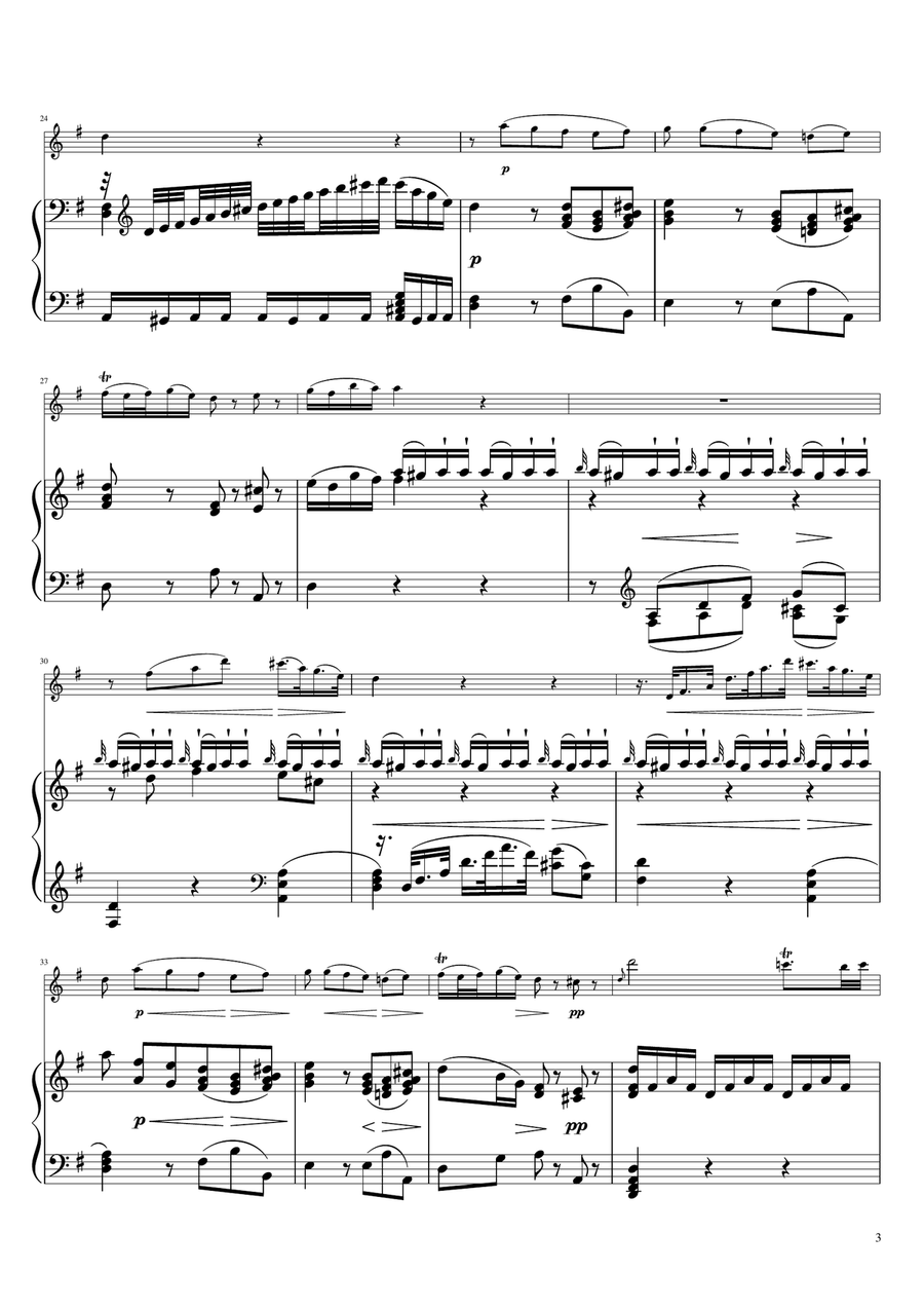 Sonta for 2 Pianos D major 2nd mov. Andante KV448 6.375a / Flute & Piano Flute Solo scores gallery preview page 3