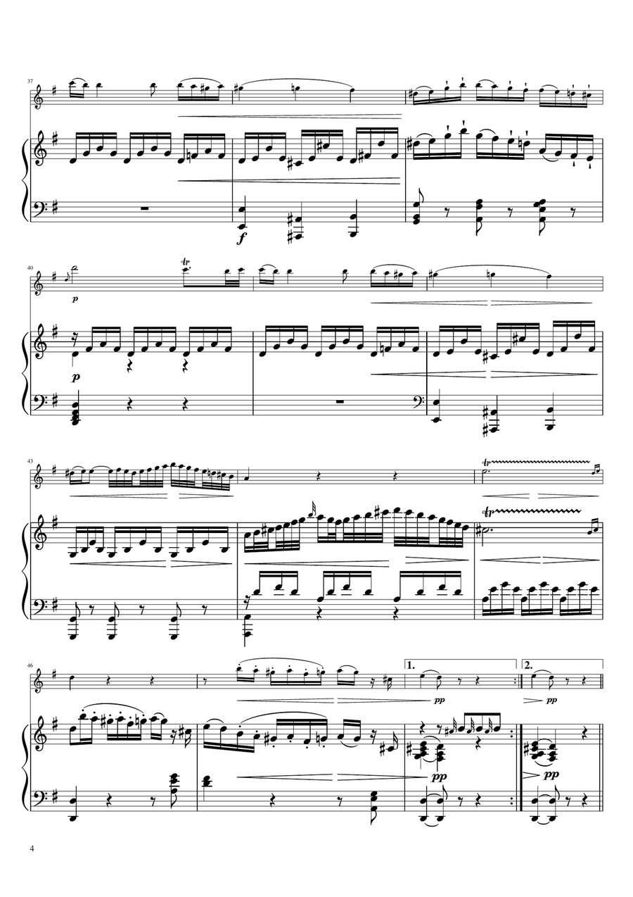 Sonta for 2 Pianos D major 2nd mov. Andante KV448 6.375a / Flute & Piano Flute Solo scores gallery preview page 4