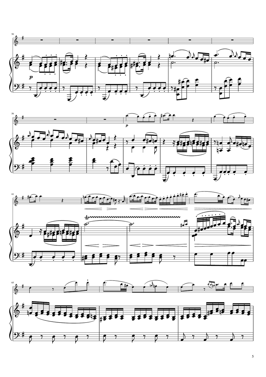 Sonta for 2 Pianos D major 2nd mov. Andante KV448 6.375a / Flute & Piano Flute Solo scores gallery preview page 5