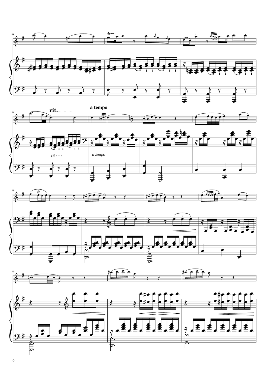 Sonta for 2 Pianos D major 2nd mov. Andante KV448 6.375a / Flute & Piano Flute Solo scores gallery preview page 6