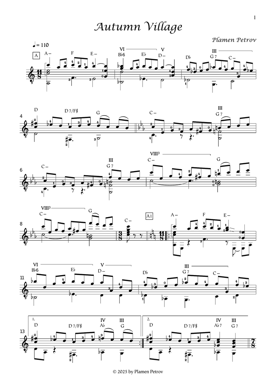 Autumn Village Autumn Village Acoustic Guitar scores gallery preview page 1