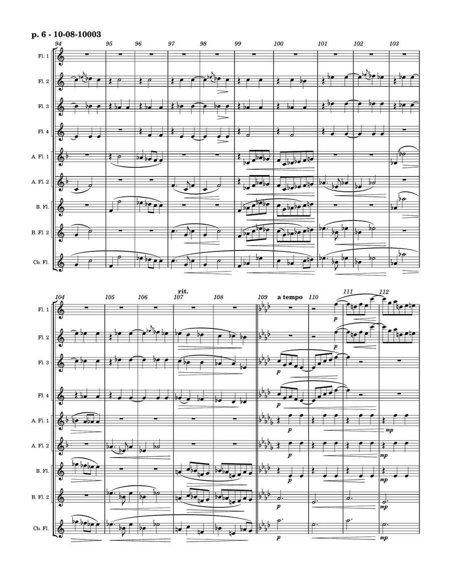 Chopin's Valse, Opus 64 No 3 Flute Choir scores gallery preview page 6