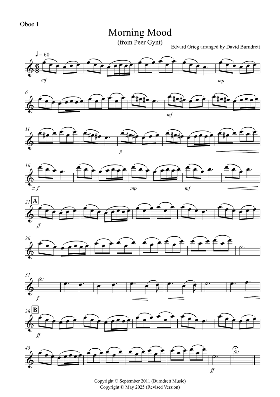 Morning Mood (from Peer Gynt) for Oboe Quartet Woodwind Quartet scores gallery preview page 3