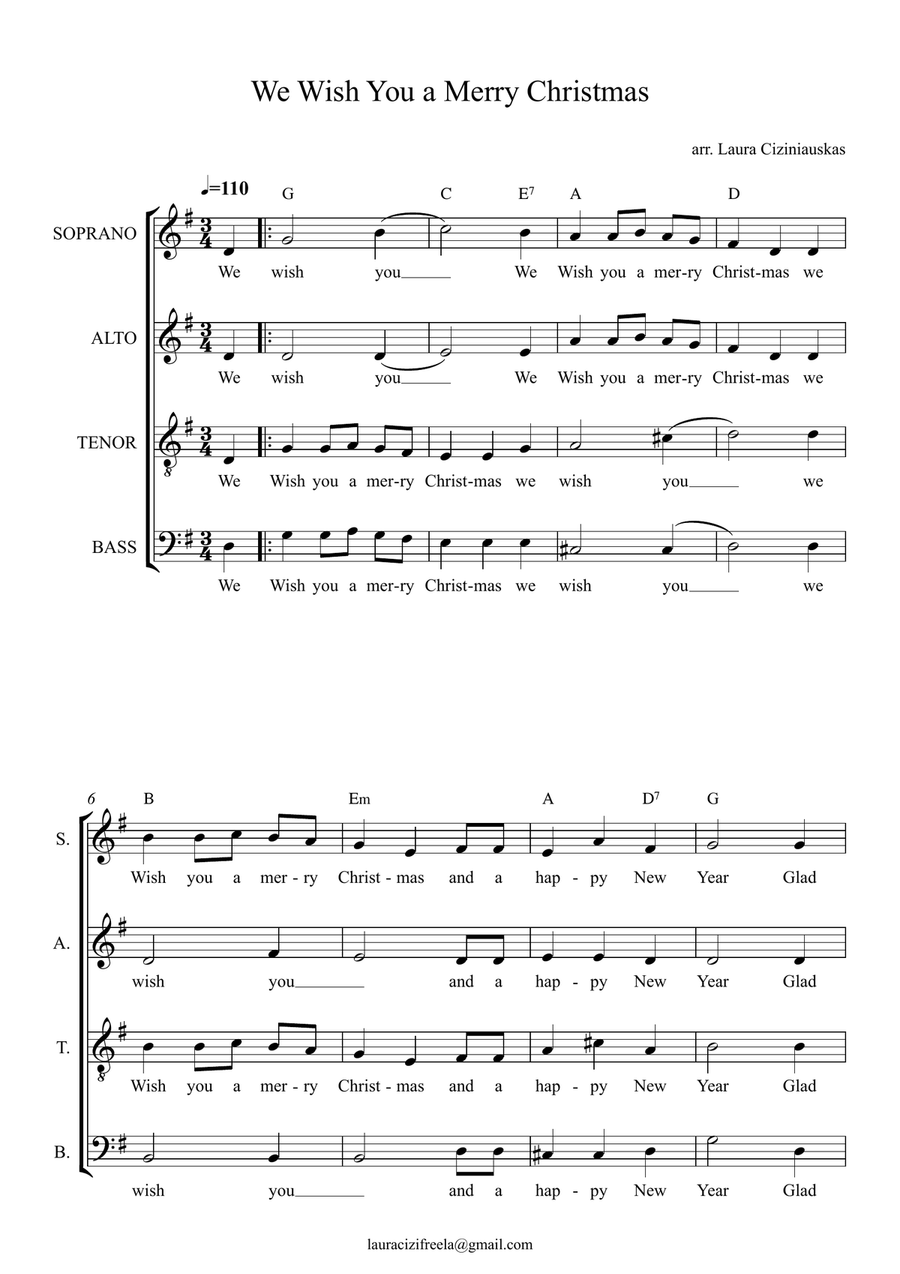 We Wish You a Merry Christmas 4-Part scores gallery preview page 2