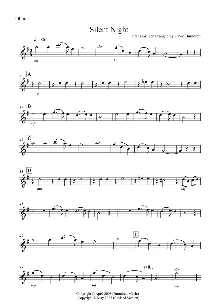 Silent Night for Oboe Quartet Woodwind Quartet scores gallery preview page 3