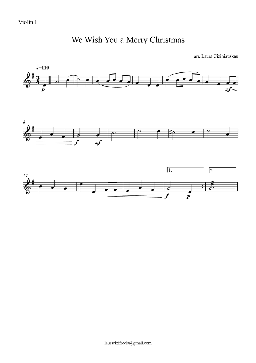 We Wish You a Merry Christmas String Quartet scores gallery preview page 3
