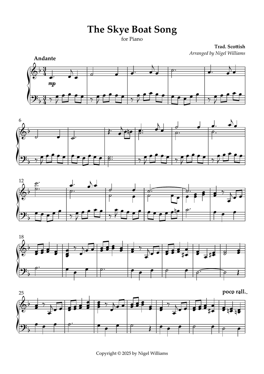 The Skye Boat Song The Skye Boat Song Piano Solo scores gallery preview page 1