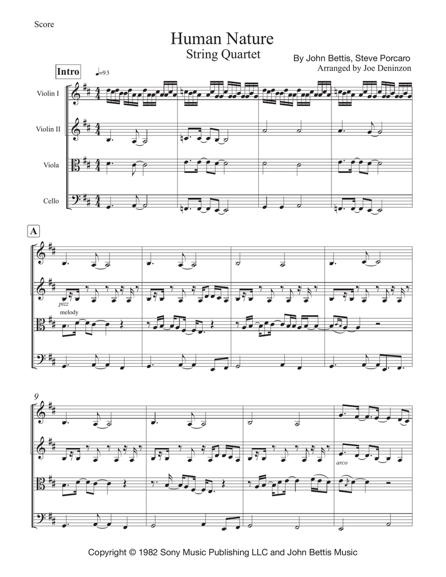 Human Nature Human Nature String Quartet scores gallery preview page 1