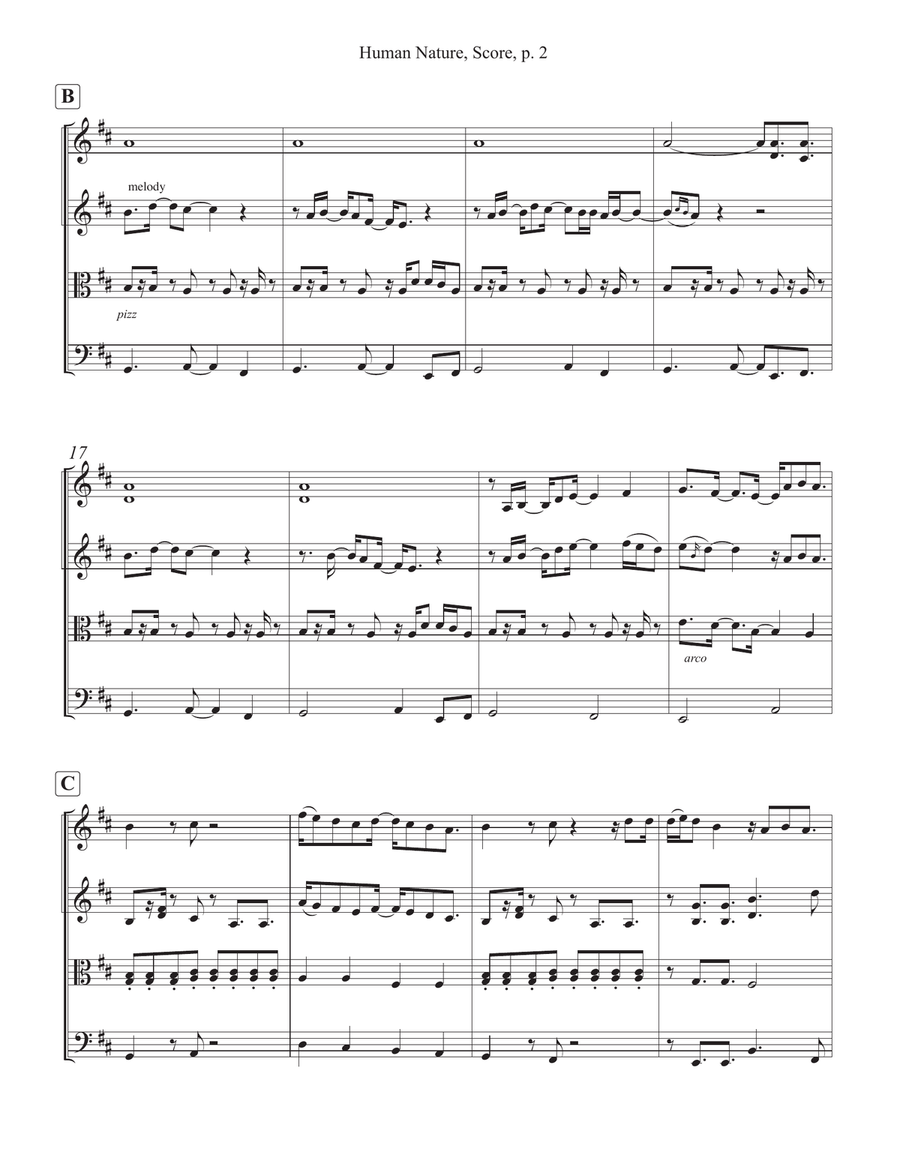 Human Nature Human Nature String Quartet scores gallery preview page 2