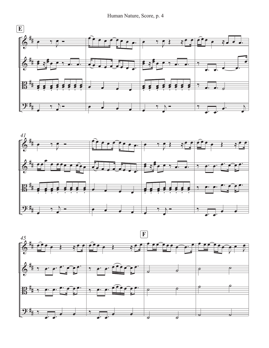 Human Nature Human Nature String Quartet scores gallery preview page 4
