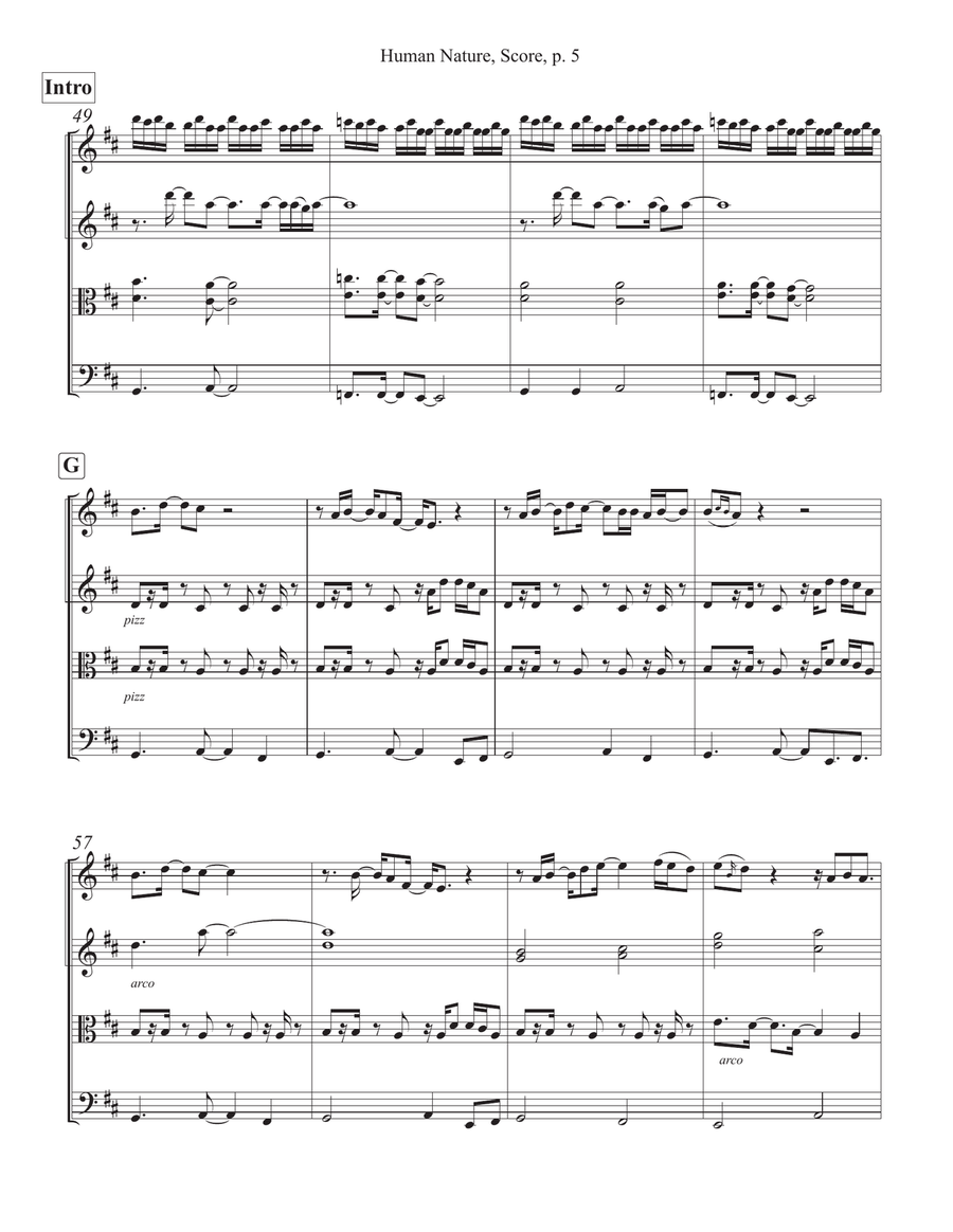 Human Nature Human Nature String Quartet scores gallery preview page 5