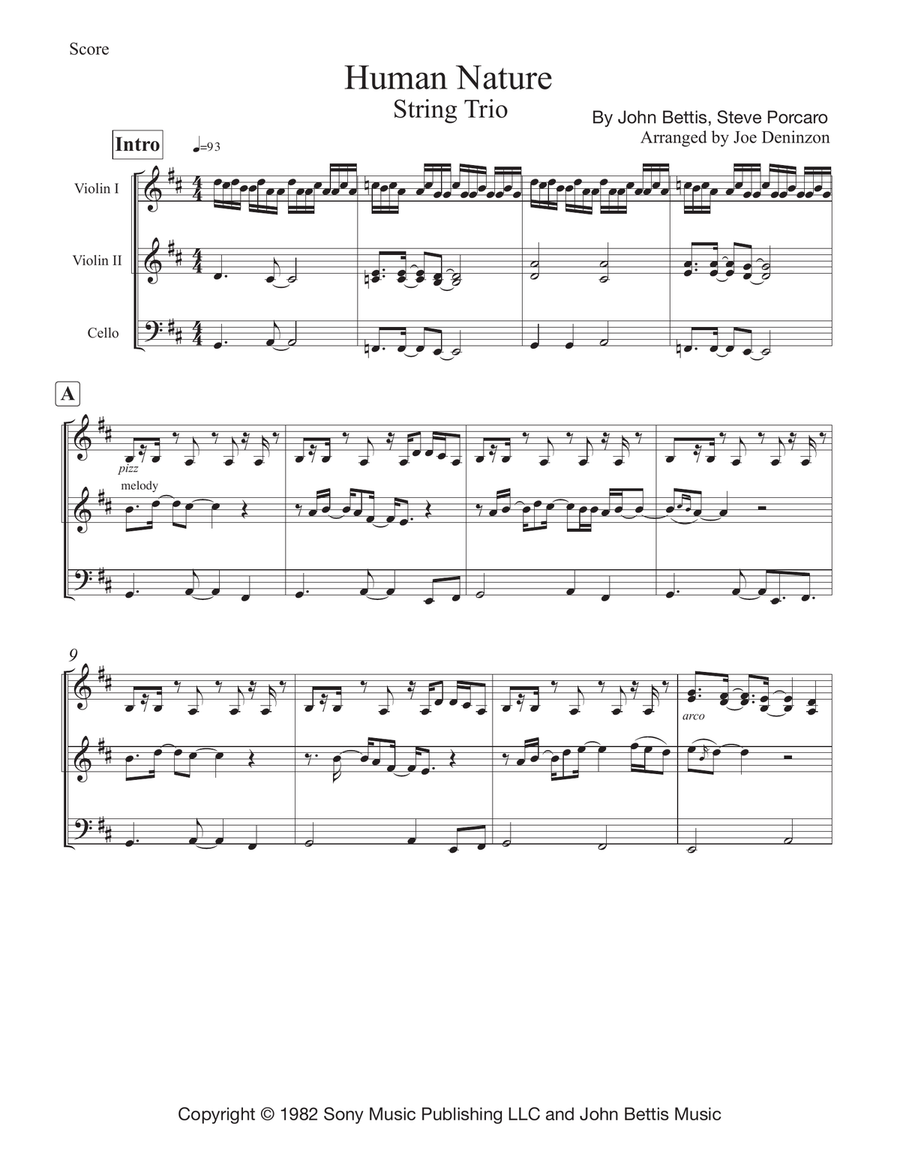 Human Nature Human Nature String Trio scores gallery preview page 1