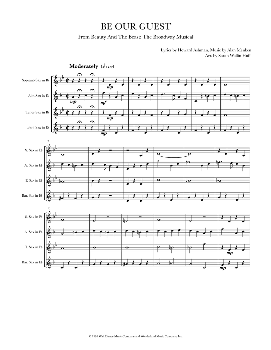 Be Our Guest Be Our Guest Saxophone Quartet scores gallery preview page 1