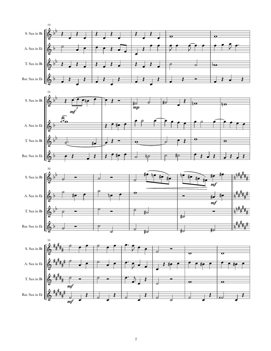 Be Our Guest Be Our Guest Saxophone Quartet scores gallery preview page 2