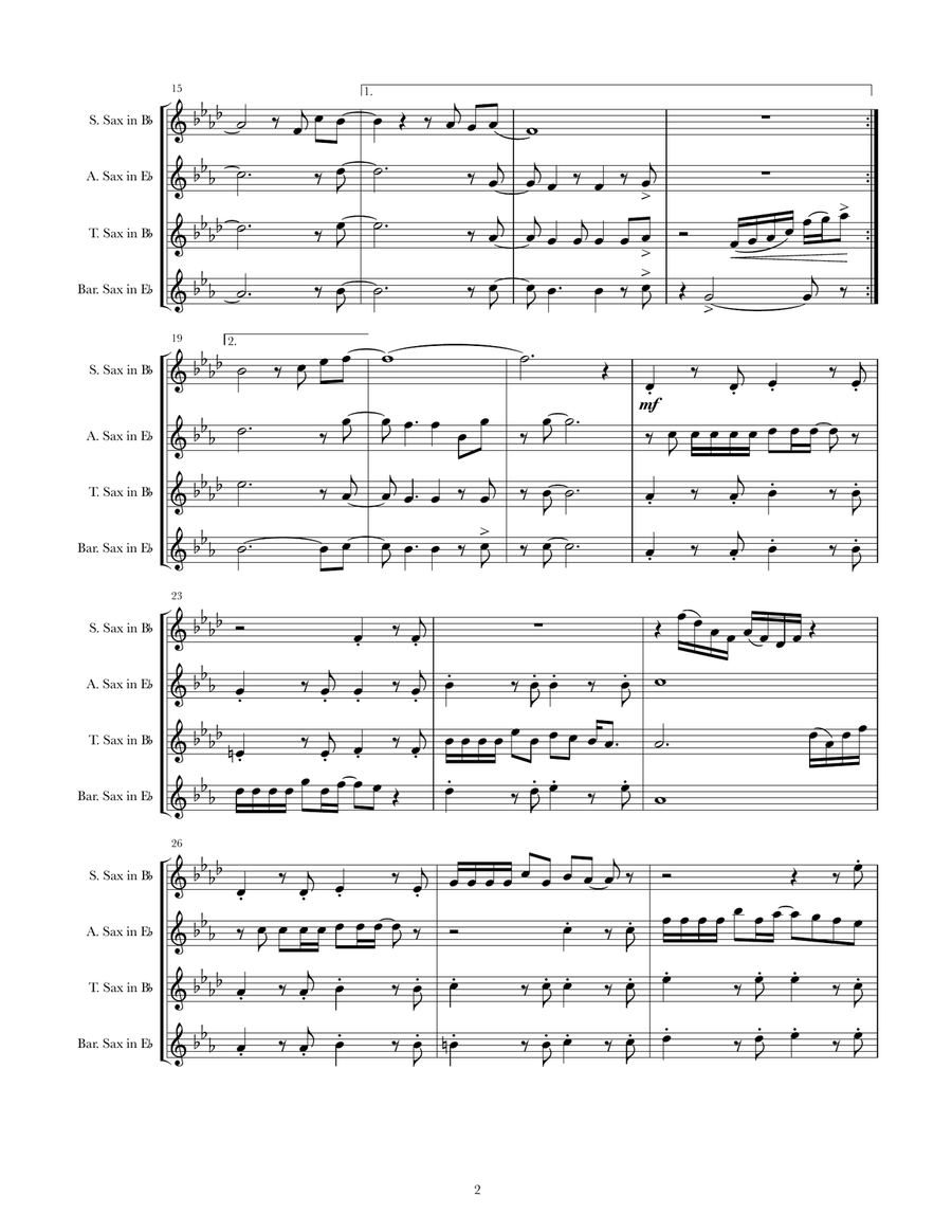 I'll Make A Man Out Of You Saxophone Quartet scores gallery preview page 2