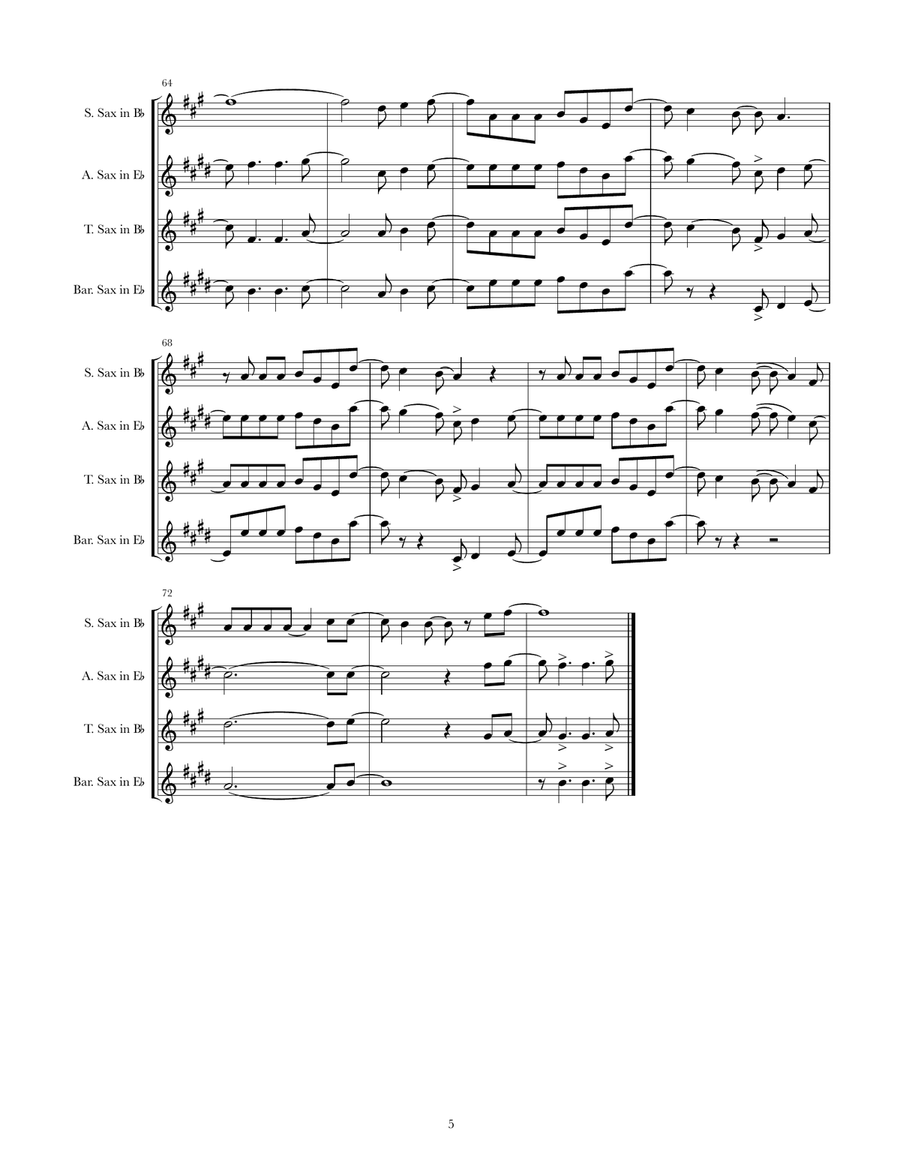I'll Make A Man Out Of You Saxophone Quartet scores gallery preview page 5