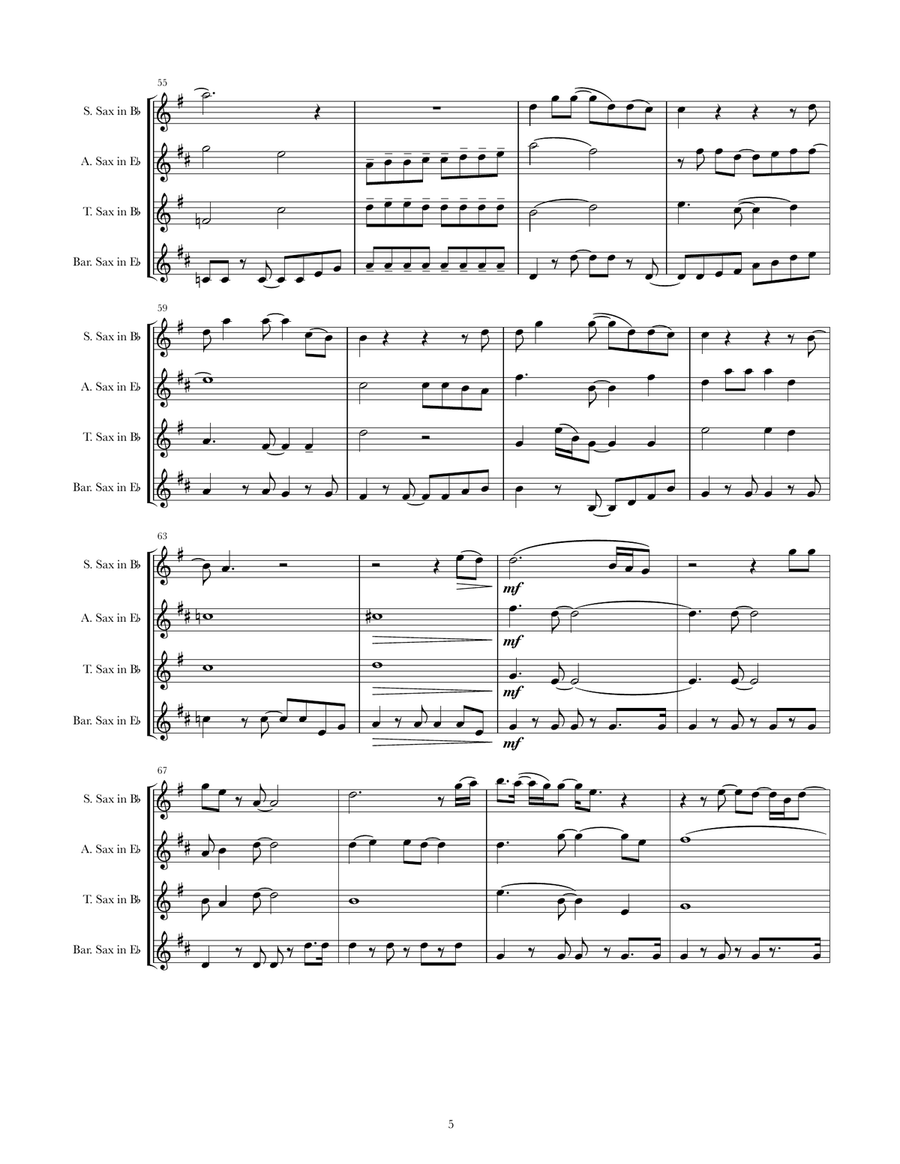 You'll Be In My Heart You'll Be In My Heart Saxophone Quartet scores gallery preview page 5