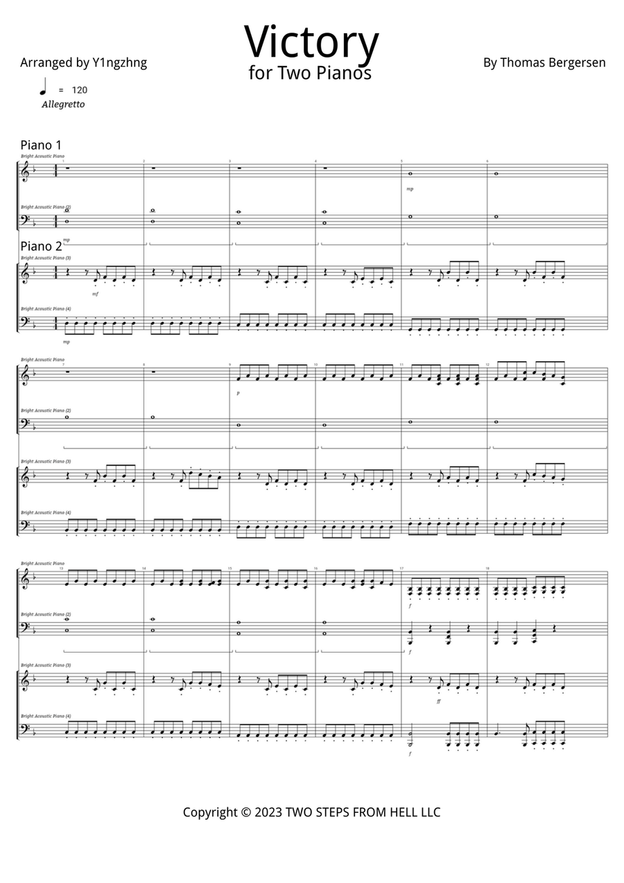 Victory - Trailer Victory - Trailer Piano Duet scores gallery preview page 1