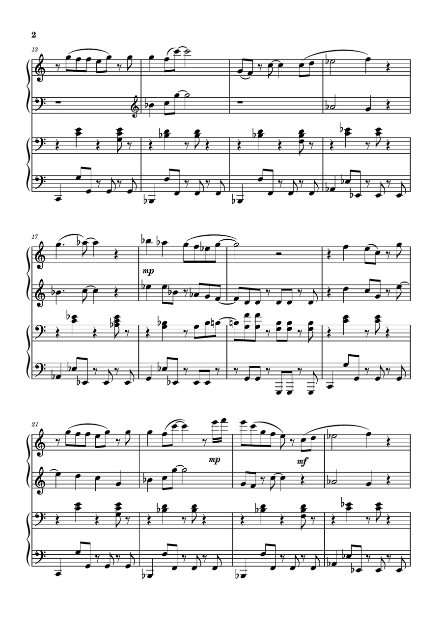 Cha-La Head Cha-La (Dragon Ball Z OP) 1 Piano, 4-Hands scores gallery preview page 2