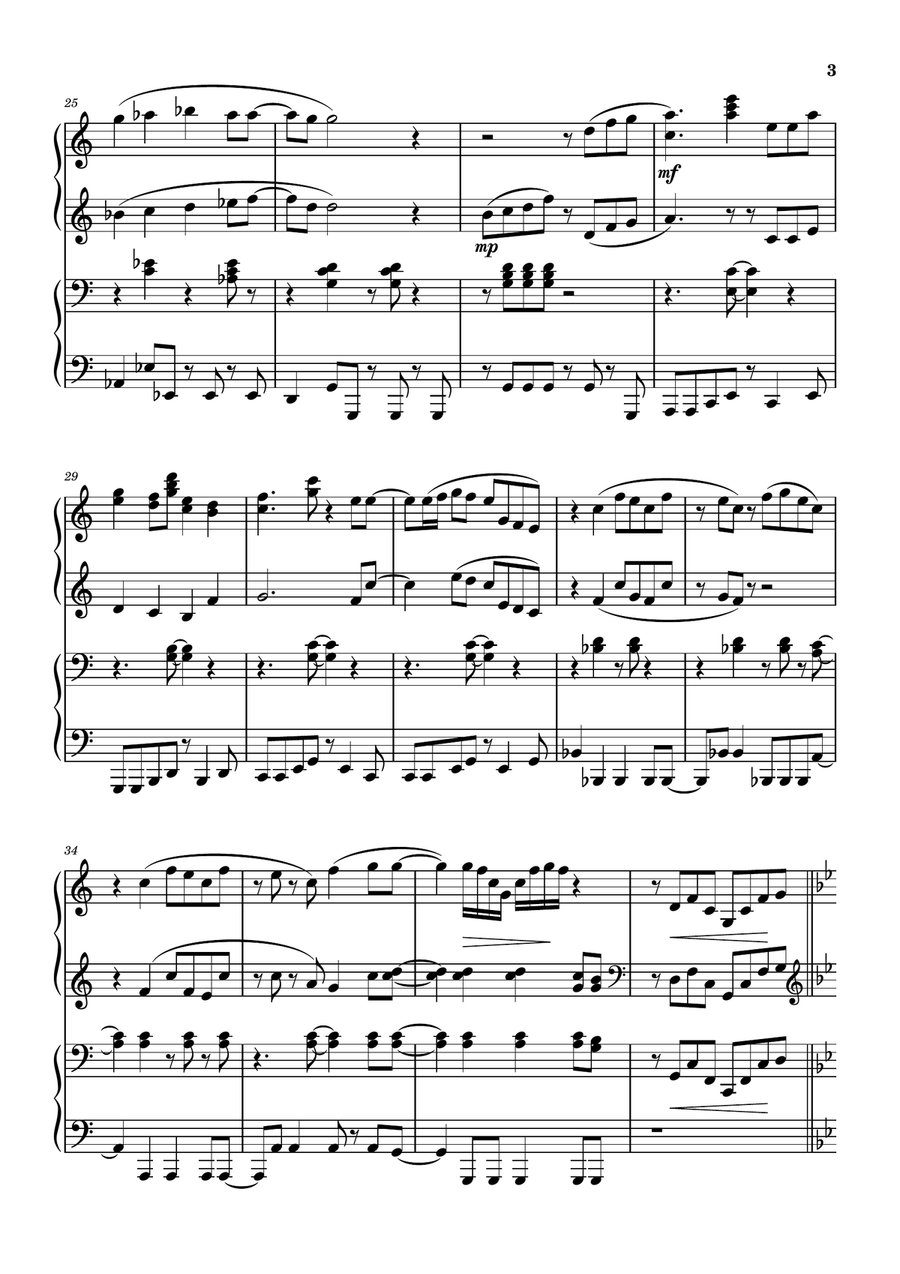 Cha-La Head Cha-La (Dragon Ball Z OP) 1 Piano, 4-Hands scores gallery preview page 3