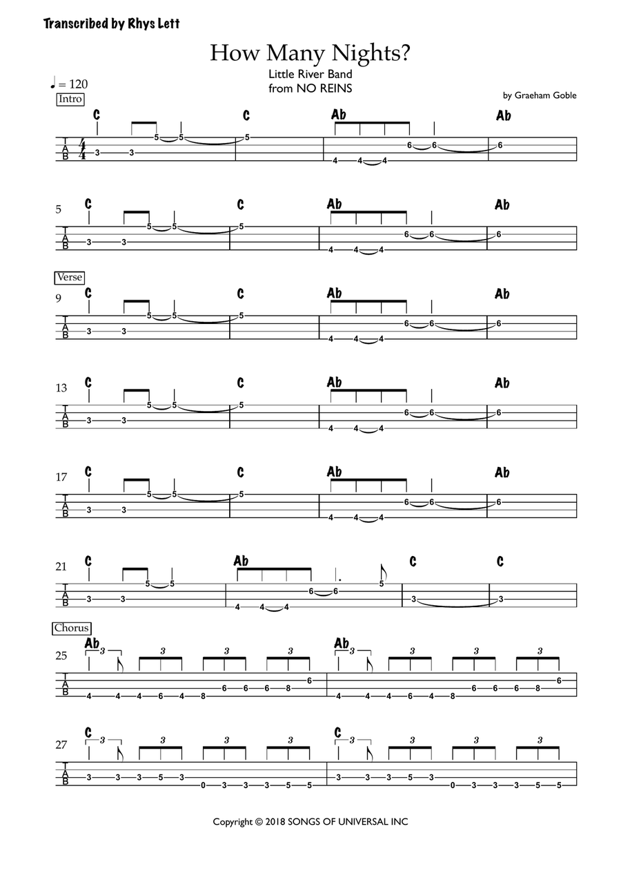 How Many Nights How Many Nights Acoustic Guitar scores gallery preview page 1