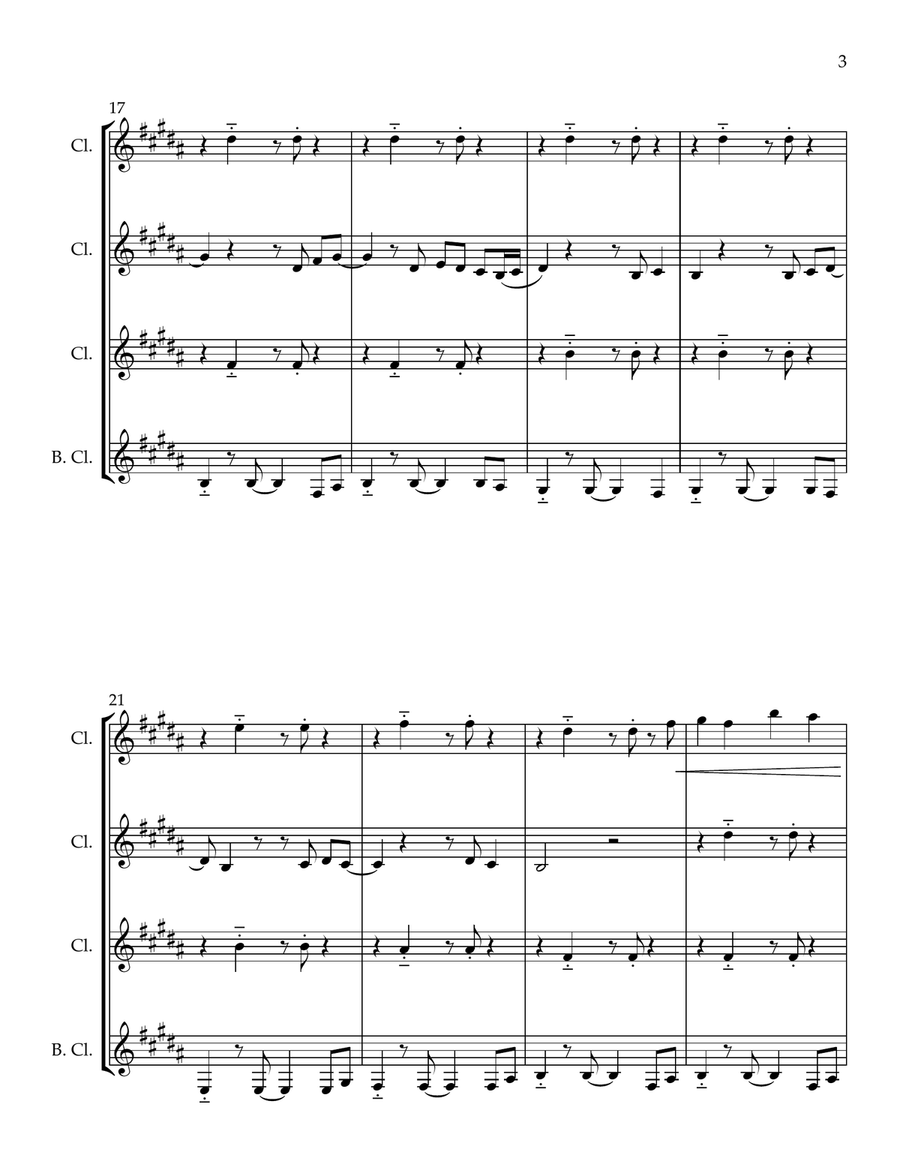 Stand By Me Stand By Me Clarinet Quartet scores gallery preview page 3