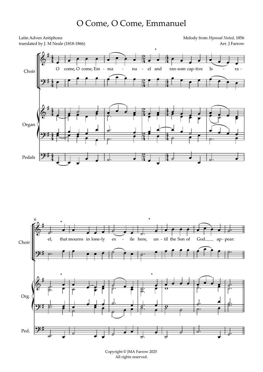 O Come, O Come, Emmanuel with Descant 4-Part scores gallery preview page 2
