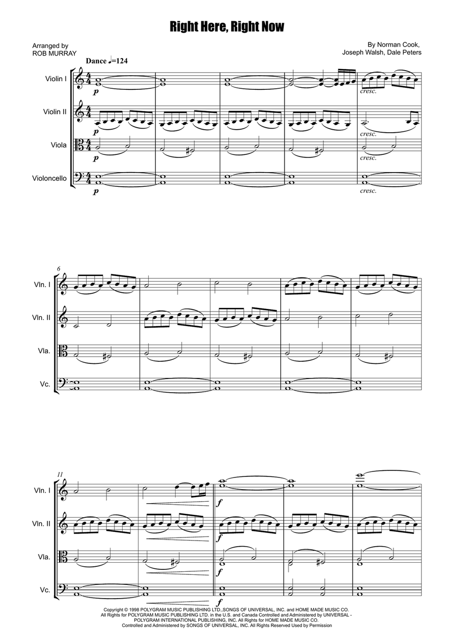 Right Here Right Now String Quartet scores gallery preview page 1
