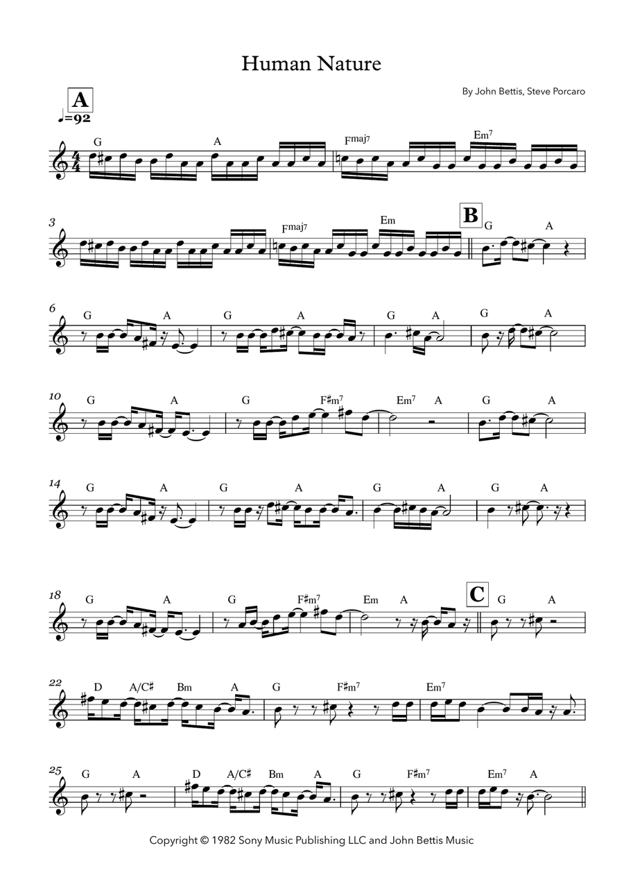 Human Nature Piano scores gallery preview page 1