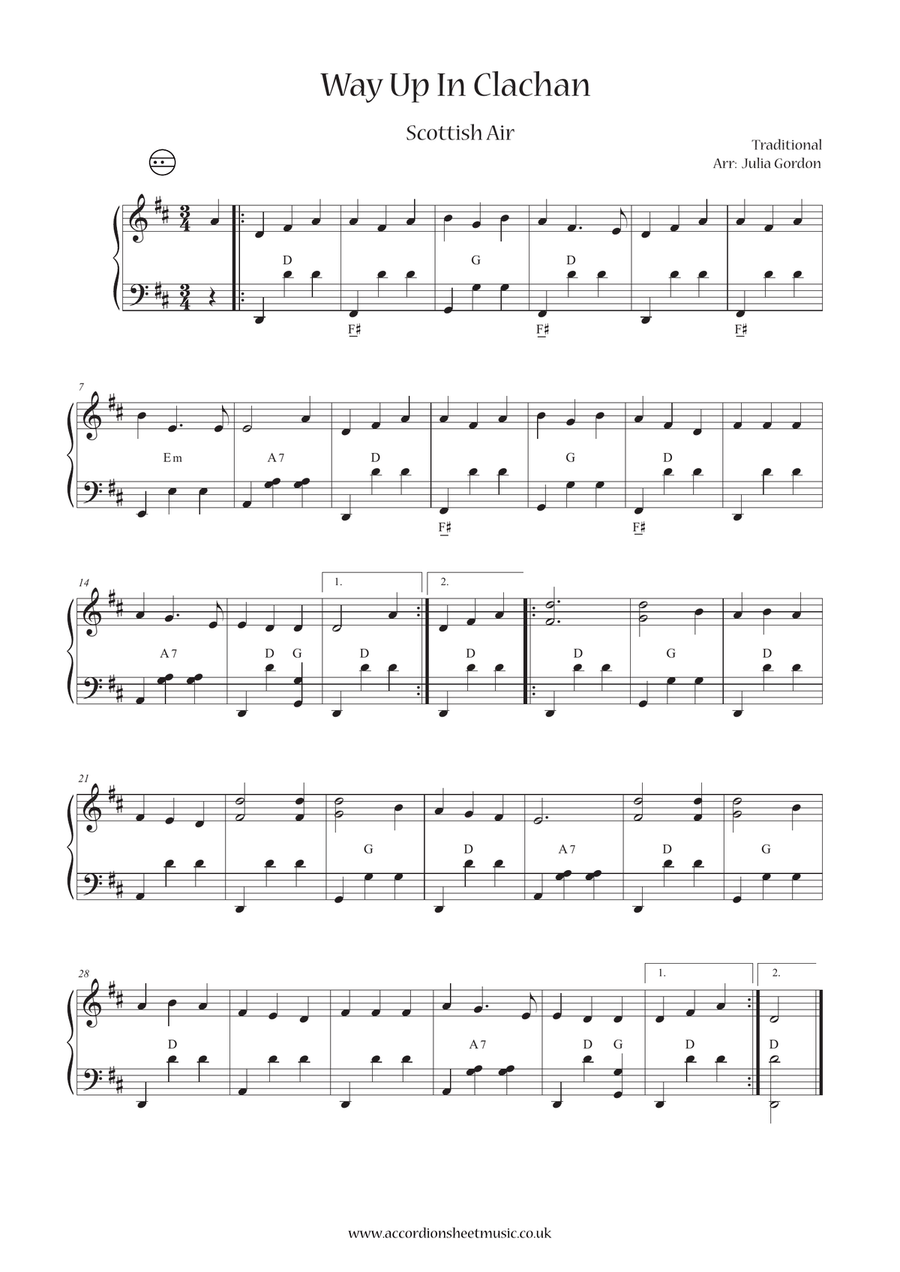 Way Up In Clachan Way Up In Clachan Accordion scores gallery preview page 1