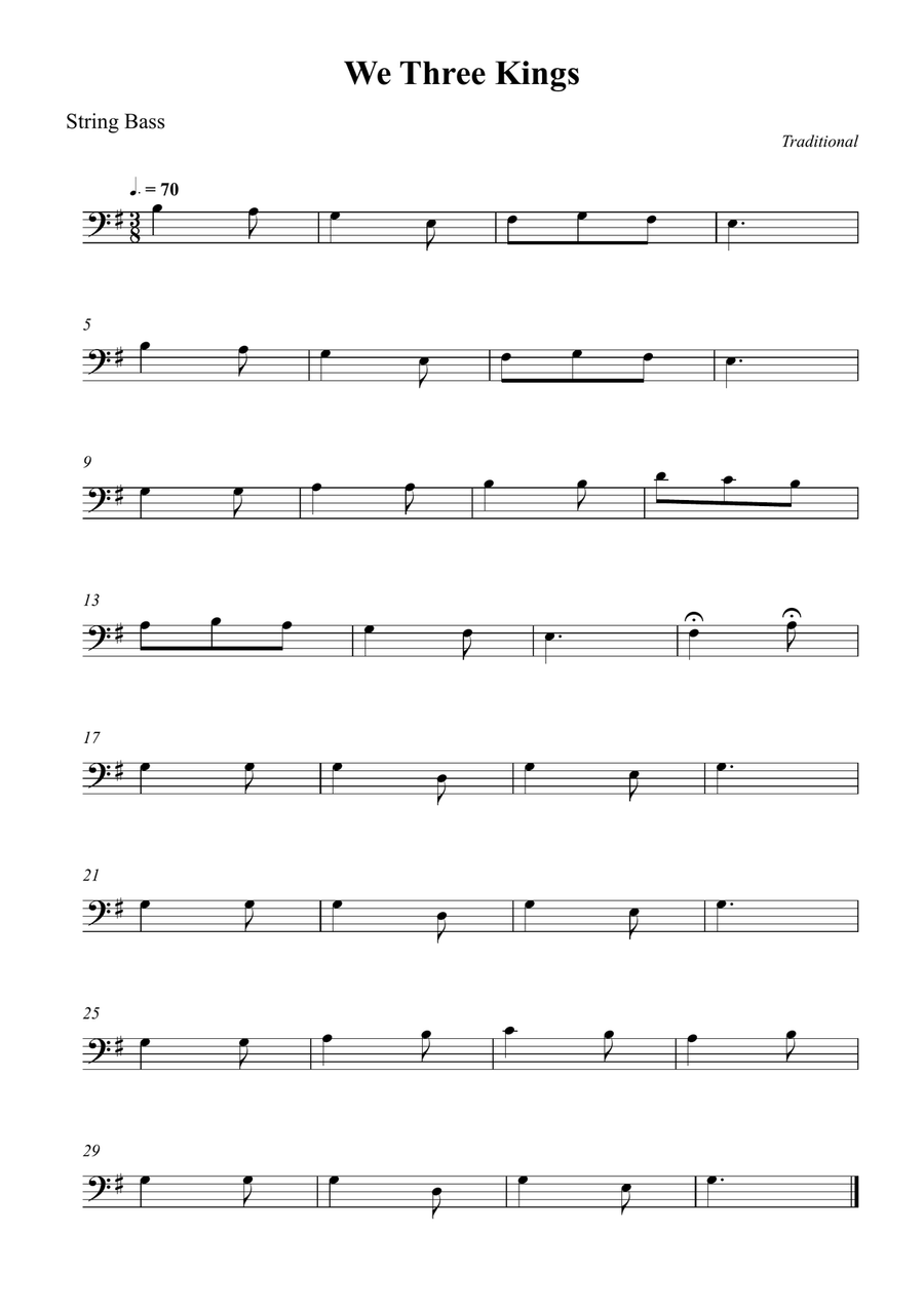 We Three Kings We Three Kings Double Bass scores gallery preview page 1