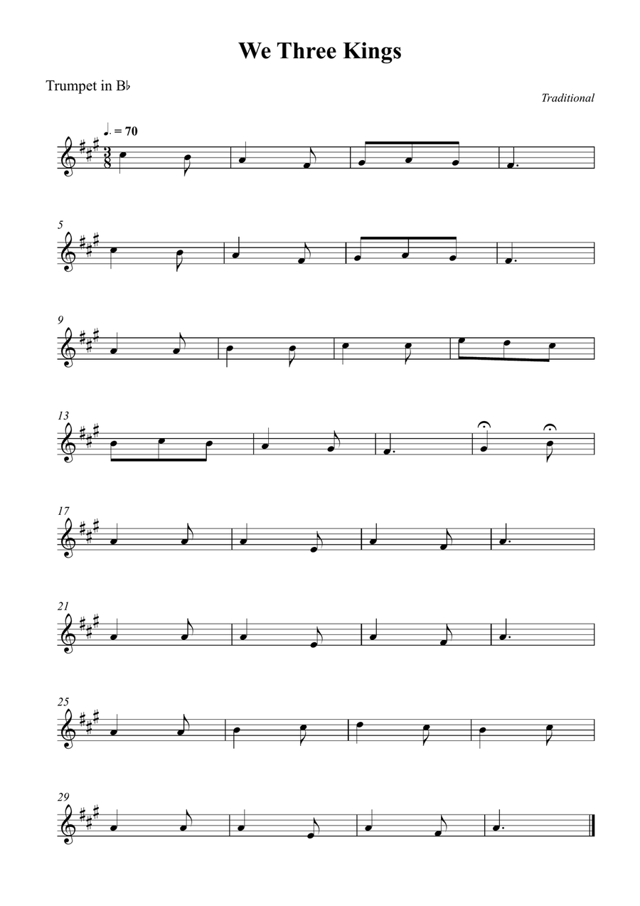 We Three Kings We Three Kings B-Flat Trumpet scores gallery preview page 1