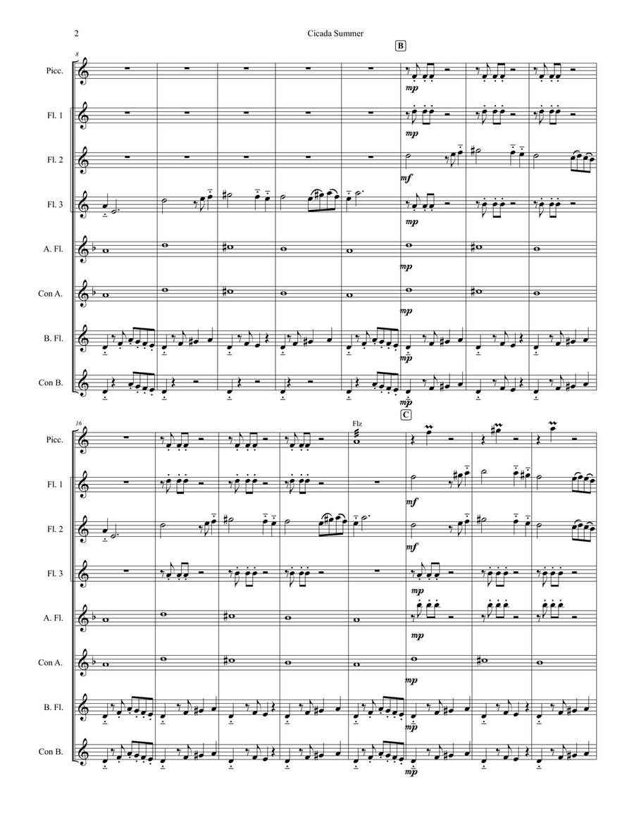 Cicada Summer Flute Choir scores gallery preview page 4