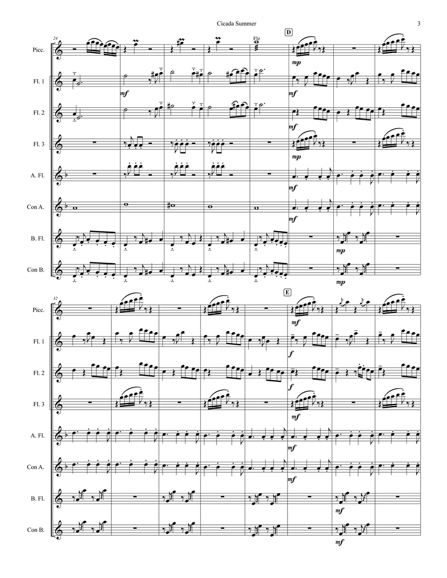 Cicada Summer Flute Choir scores gallery preview page 5