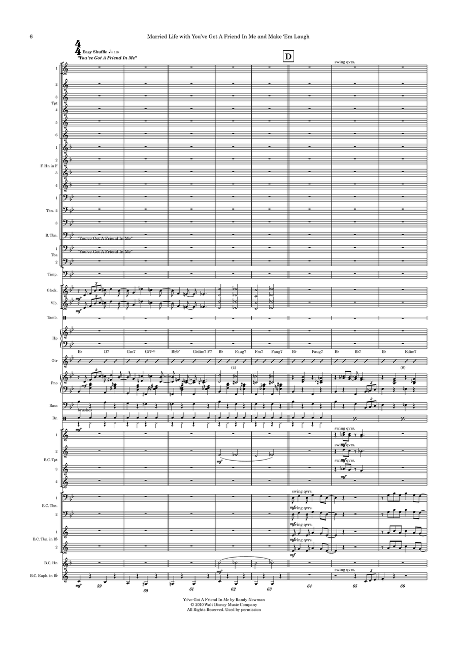 Medley: Married Life with You've Got A Friend In Me and Make 'em Laugh Jazz Ensemble scores gallery preview page 6