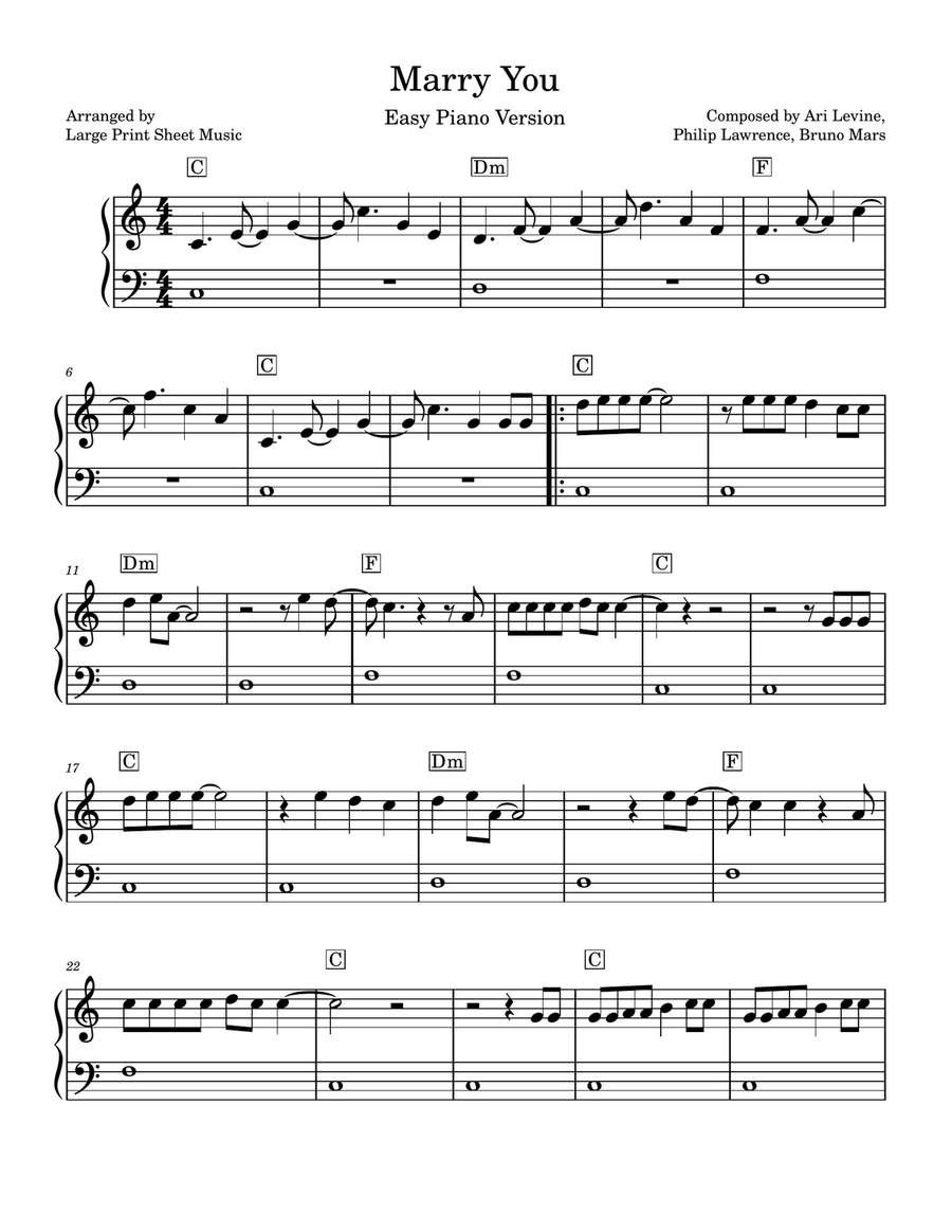 Marry You Easy Piano scores gallery preview page 1
