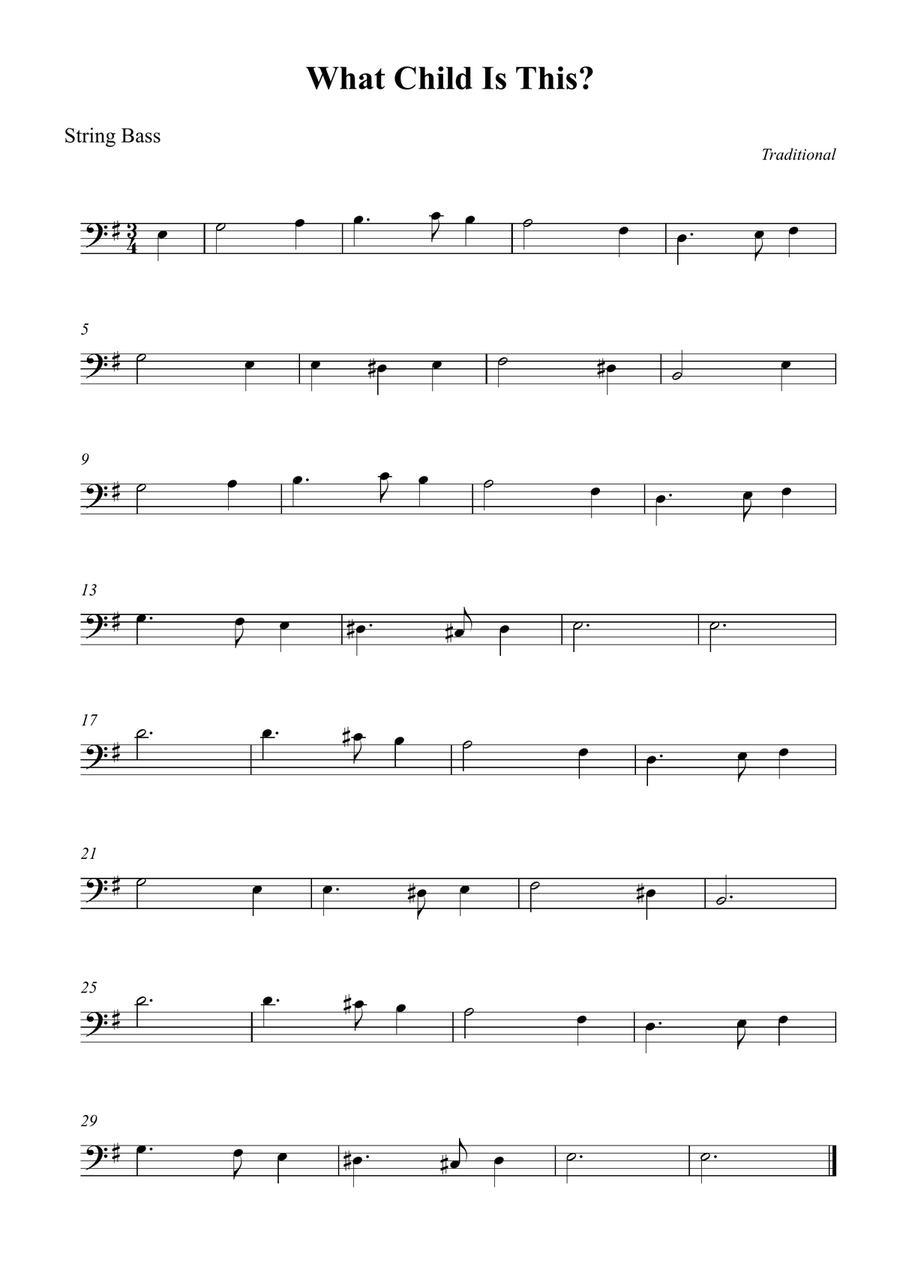 What Child Is This What Child Is This Double Bass scores gallery preview page 1