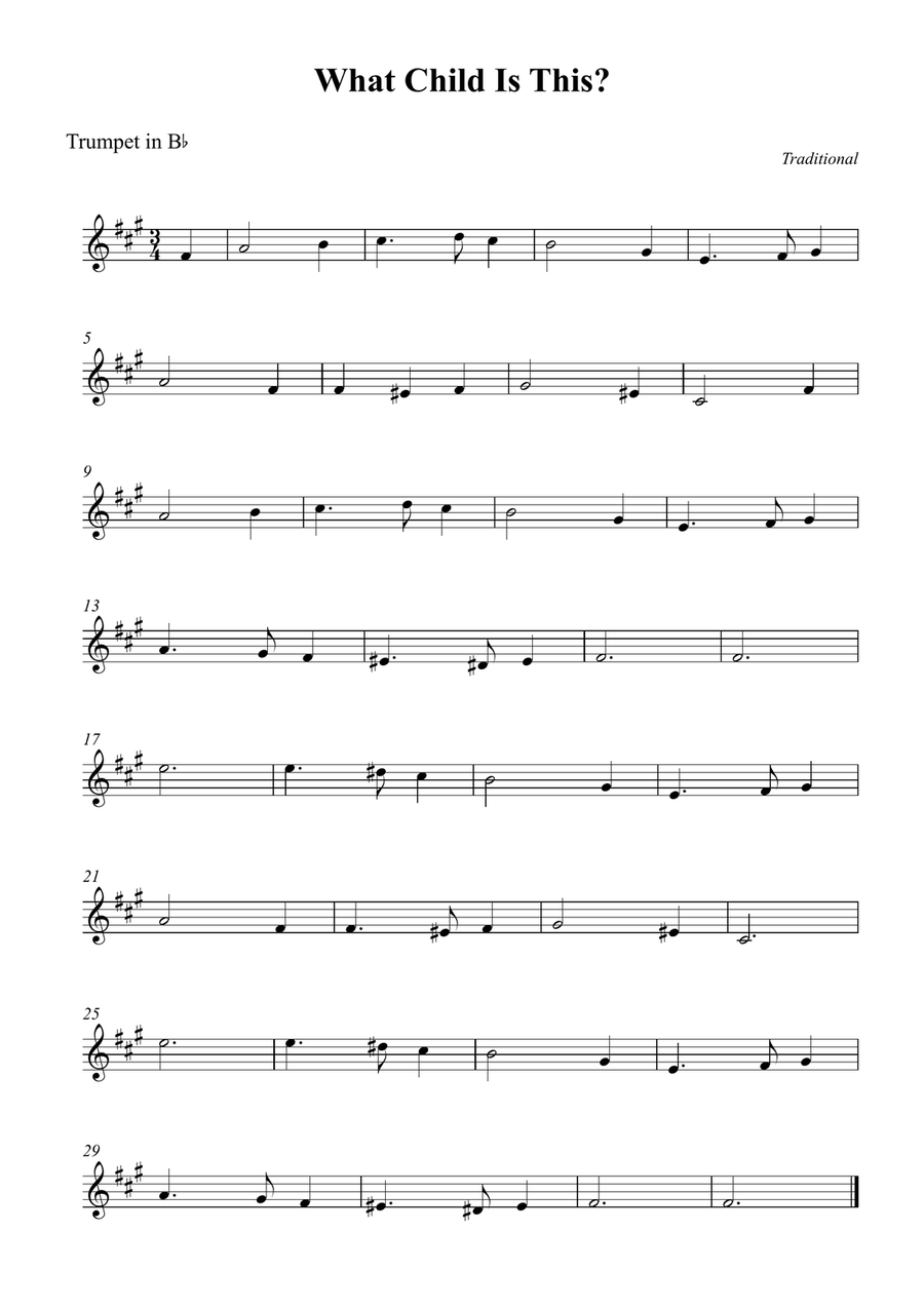 What Child Is This What Child Is This B-Flat Trumpet scores gallery preview page 1