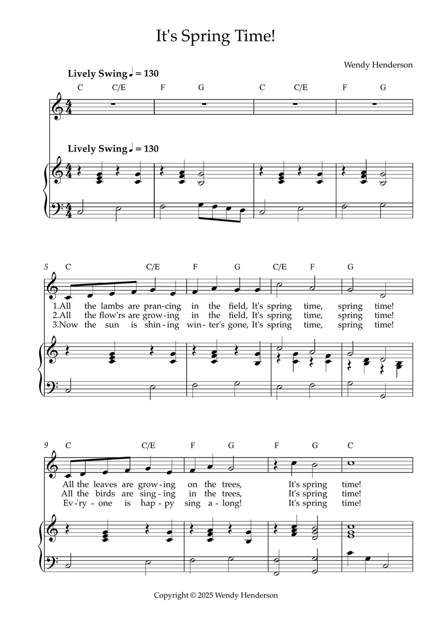 It's Spring Time! It's Spring Time! Piano, Vocal scores gallery preview page 1