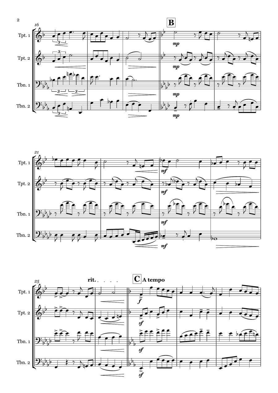 The Christmas Song (Chestnuts Roasting On An Open Fire) Brass Quartet scores gallery preview page 2