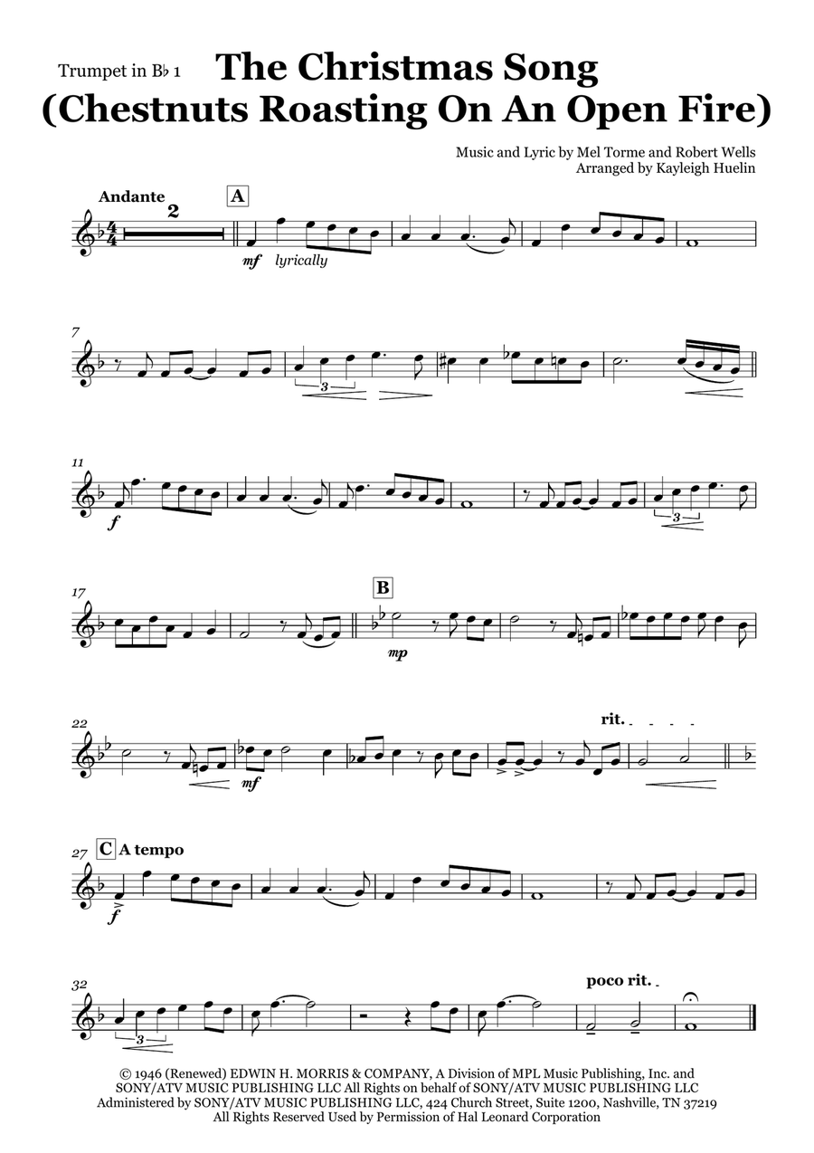 The Christmas Song (Chestnuts Roasting On An Open Fire) Brass Quartet scores gallery preview page 4