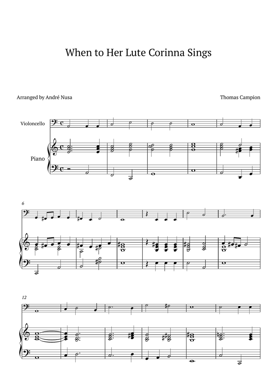 When to Her Lute Corinna Sings Lute scores gallery preview page 1