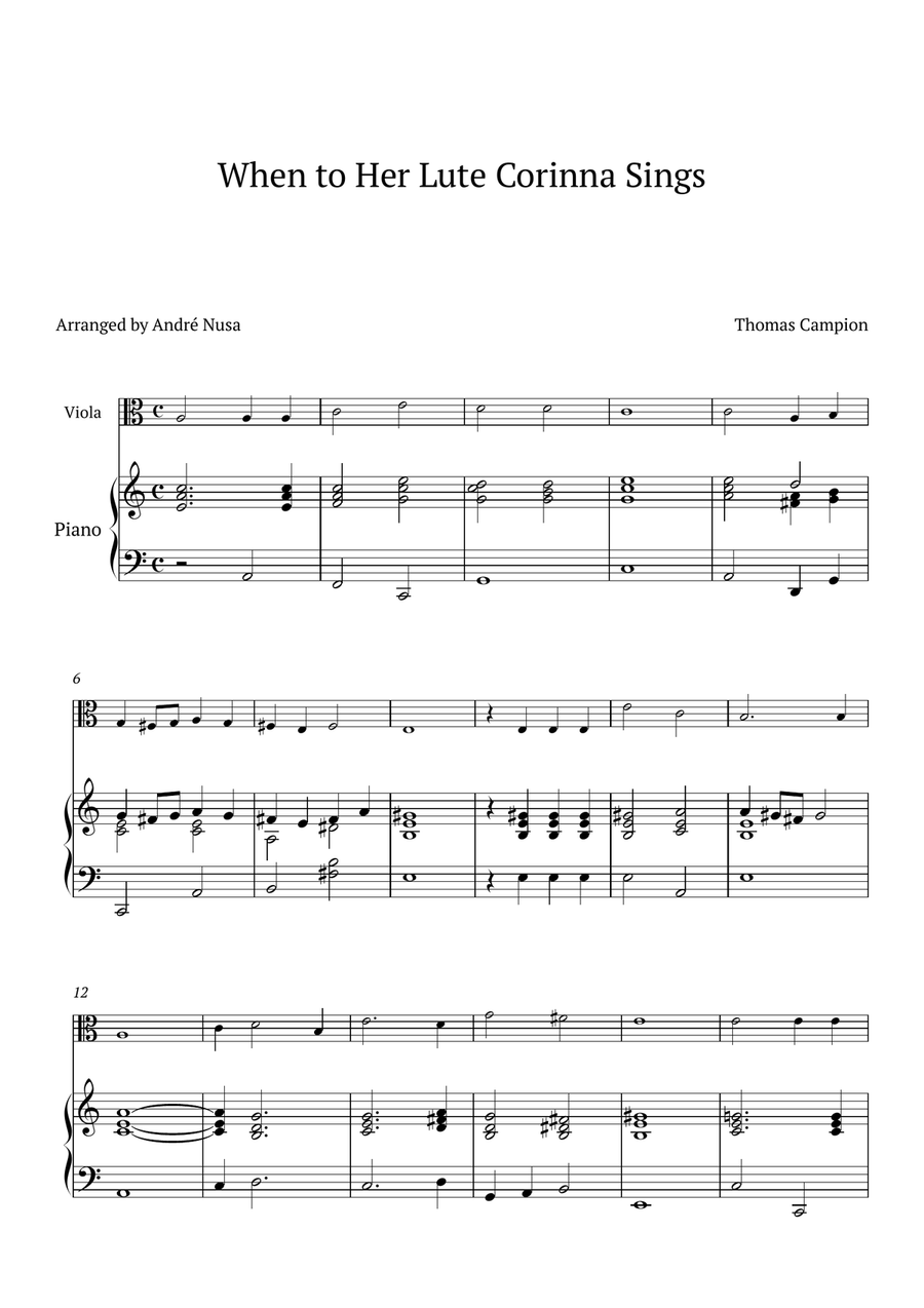 When to Her Lute Corinna Sings Lute scores gallery preview page 1