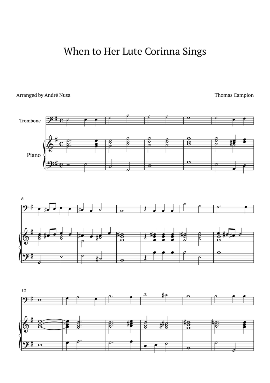When to Her Lute Corinna Sings Lute scores gallery preview page 1