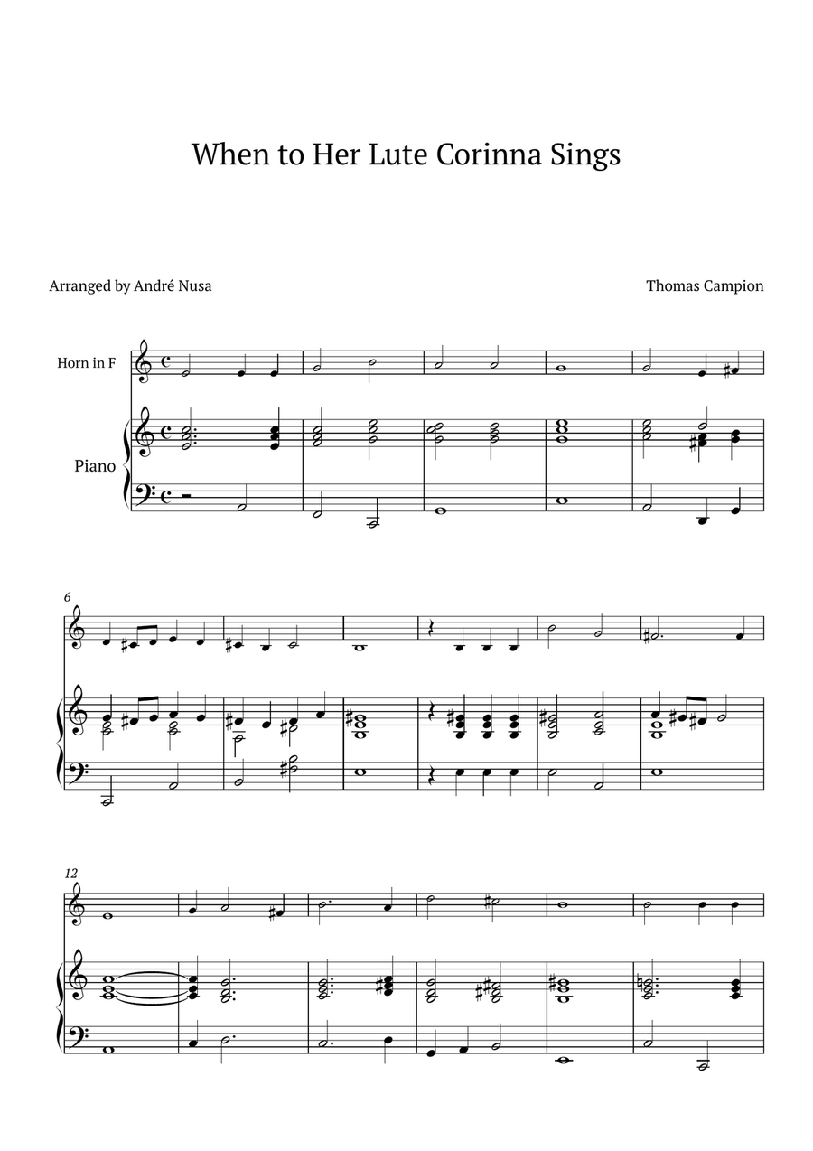 When to Her Lute Corinna Sings Lute scores gallery preview page 1