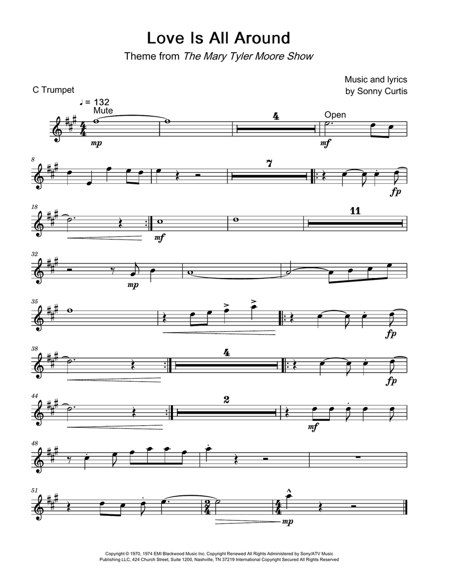 Love Is All Around Love Is All Around C Trumpet scores gallery preview page 1