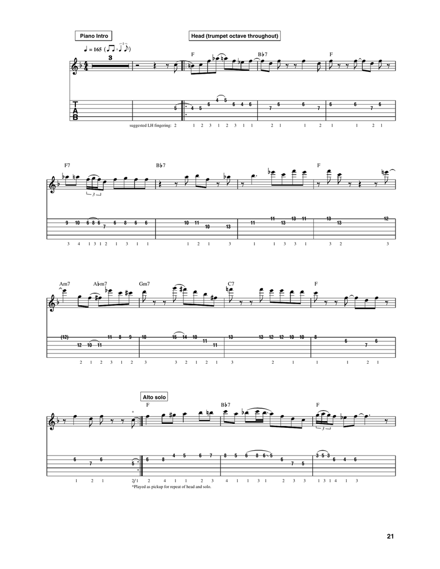 Billie's Bounce (Bill's Bounce) Electric Guitar scores gallery preview page 4