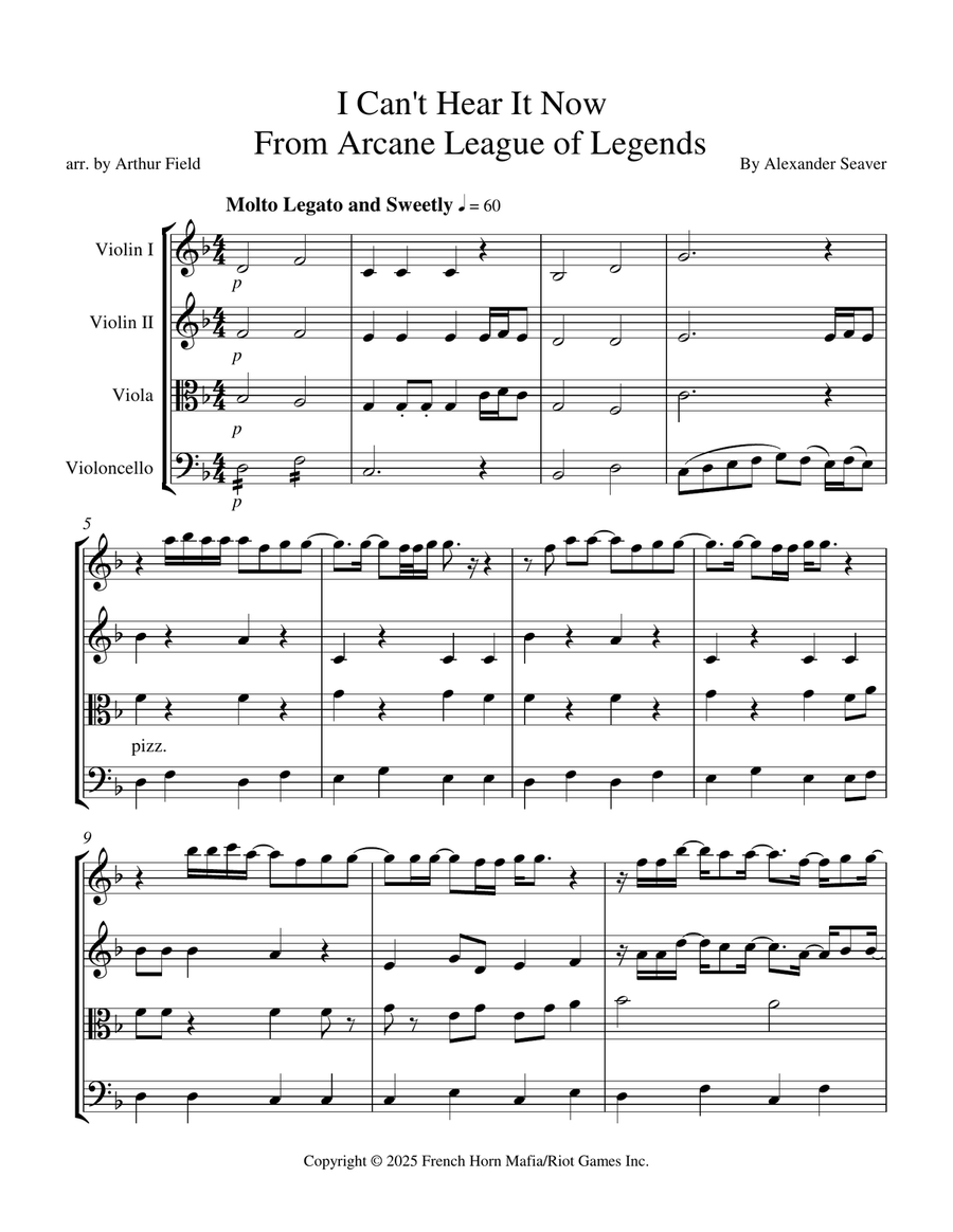 I Can't Hear It Now String Quartet scores gallery preview page 1