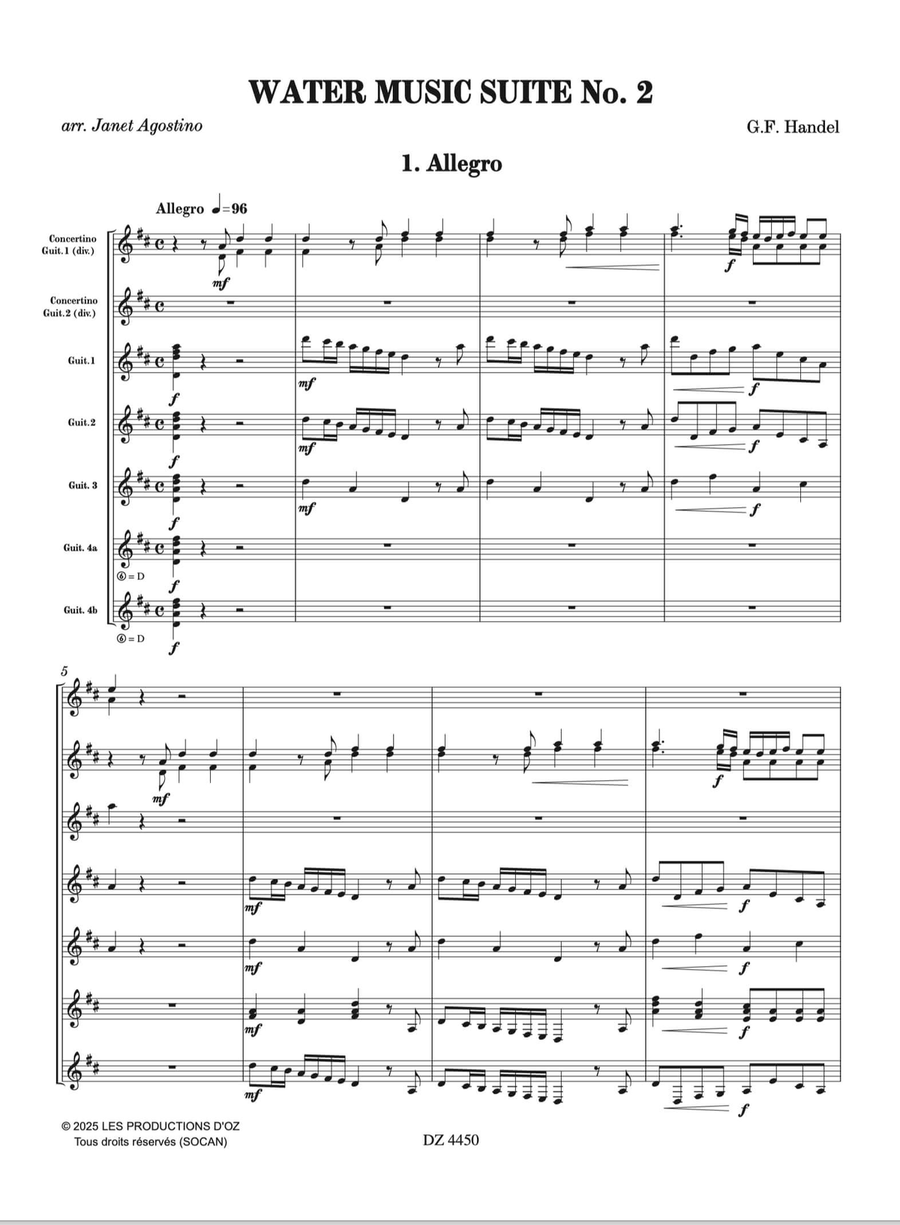 Water Music Suite No. 2 Guitar Ensemble scores gallery preview page 2