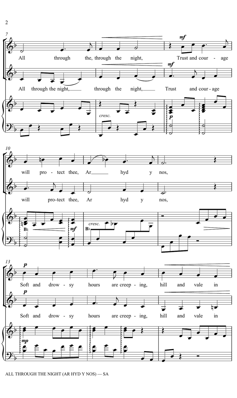 All Through The Night (Ar Hyd A Nos) (arr. Katie Jenkins) SA scores gallery preview page 2